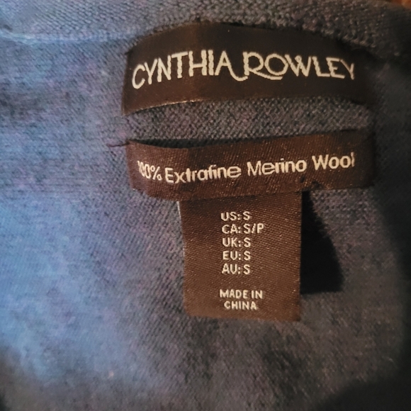 Cynthia Rowley Teal Merino Wool Sweater S - Picture 3 of 6
